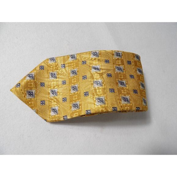 Vintage Robert Talbots Silk Neck Tie for Hickeys Yellow Golden Geometric - Picture 2 of 9